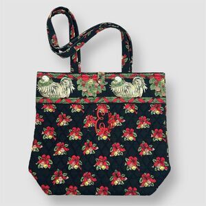 Vera Bradley “Hens & Holly” Button Tote Handbag 2002 Christmas Retired/Rare VTG